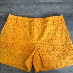 Loft Yellow Eyelet Lace High Waist Shorts